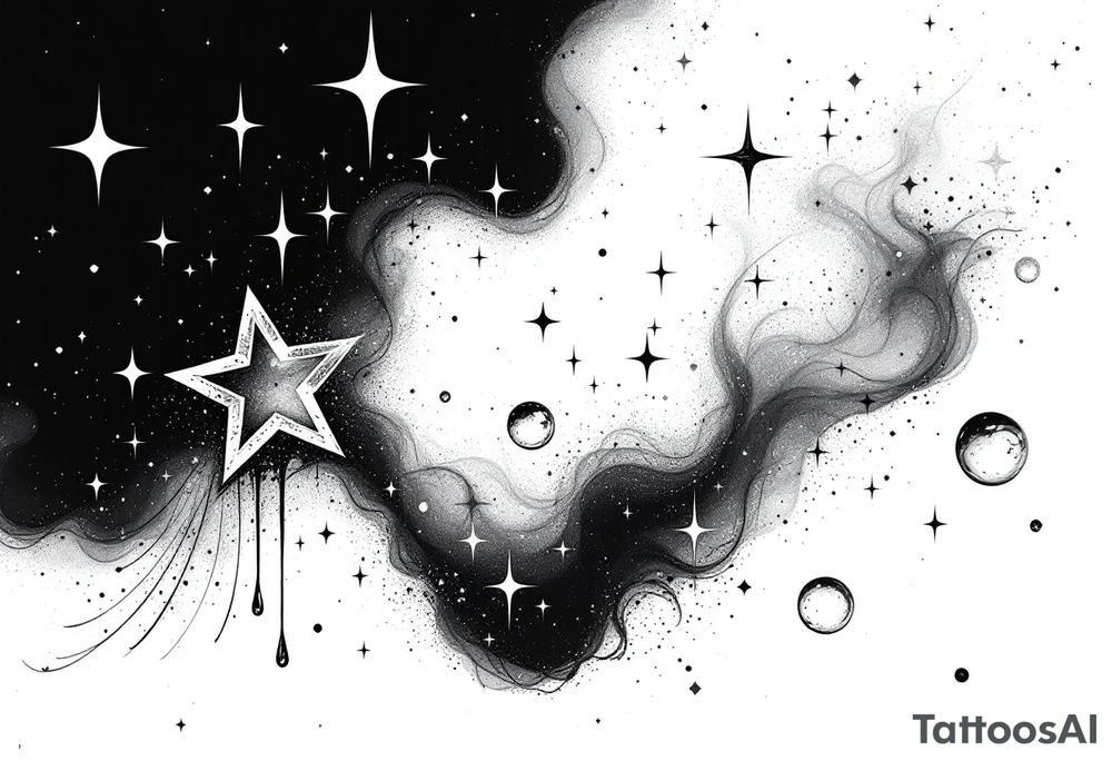 Small stars and tears background tattoo idea