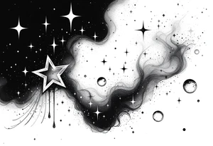 Small stars and tears background tattoo idea