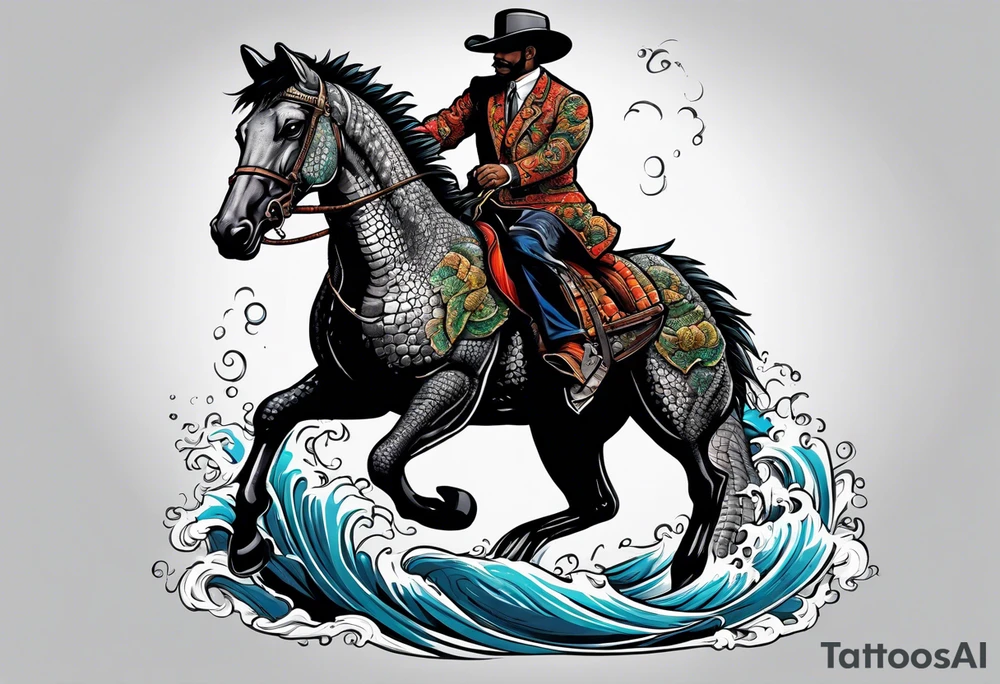 Alligator riding a horse tattoo idea
