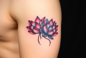 Two Lotus Flowers Intertwined (only red , blue and black are possible colors) tattoo idea