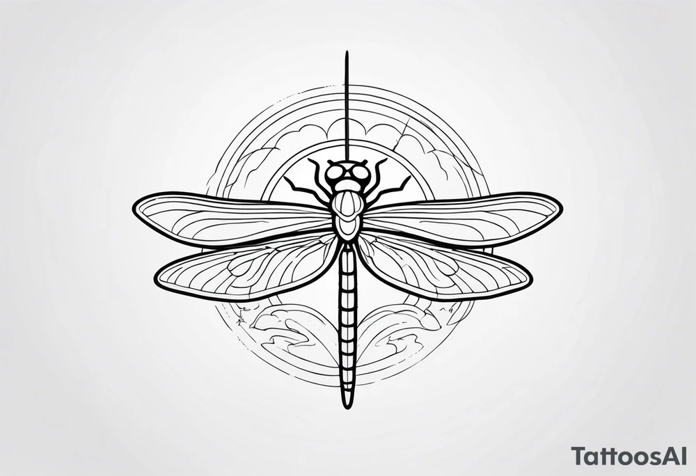 (fine line) cloud and sun with small dragonfly tattoo idea (fine line) cloud and sun with small dragonfly tattoo idea