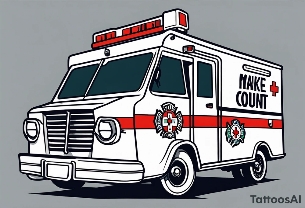 ambulance with the slogan Make Every Second Count incorporated tattoo idea