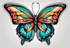 butterfly old school traditional vintage bold colorful tattoo idea