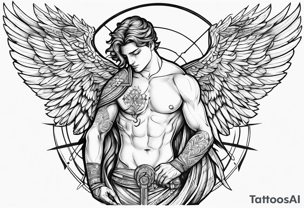 Survival love angel male tattoo idea