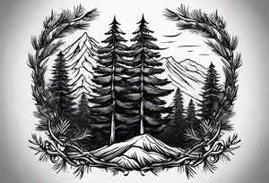 pine tree arm band tattoo idea