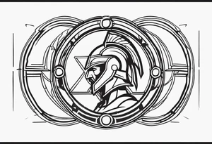 Ancient spartan in a trinity symbol tattoo idea