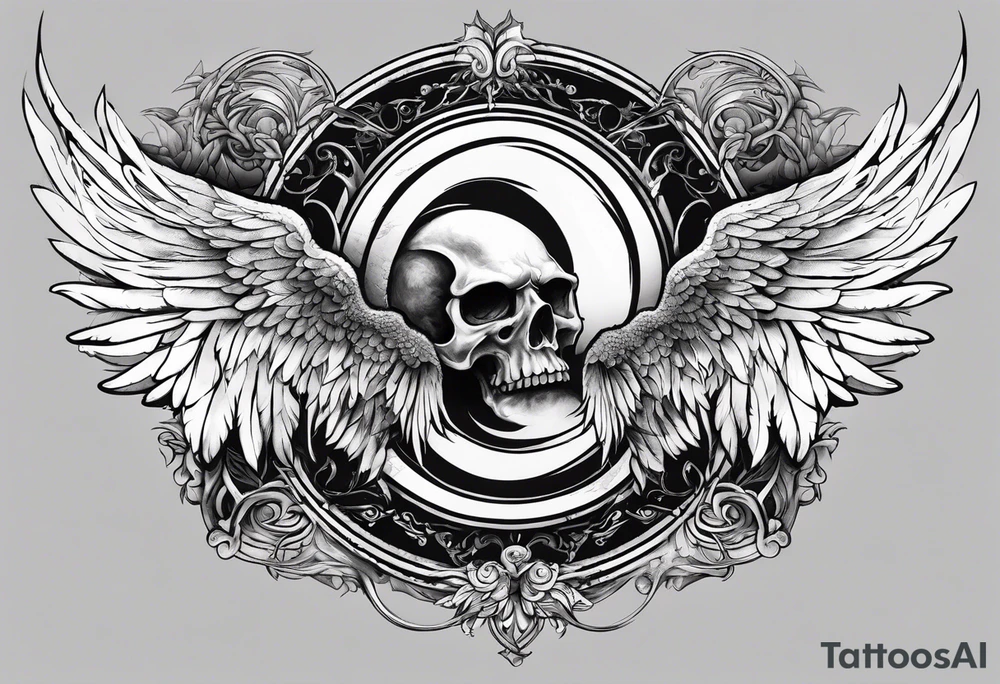 the number 13 with one angel wing and one demon wing tattoo idea