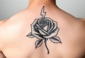 Money rose with 💯 above it with lightning tattoo idea