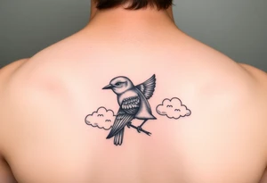 Kentucky bluebird with clouds tattoo idea