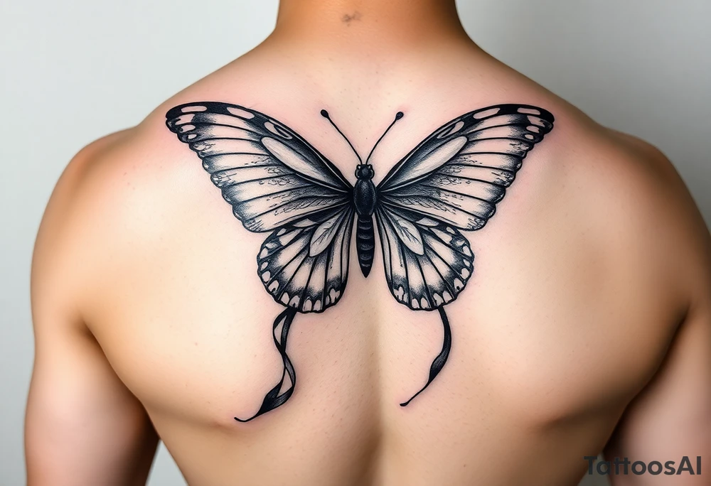 ethereal butterfly with flowing silk ribbons in moonlight tattoo idea ethereal butterfly with flowing silk ribbons in moonlight tattoo idea