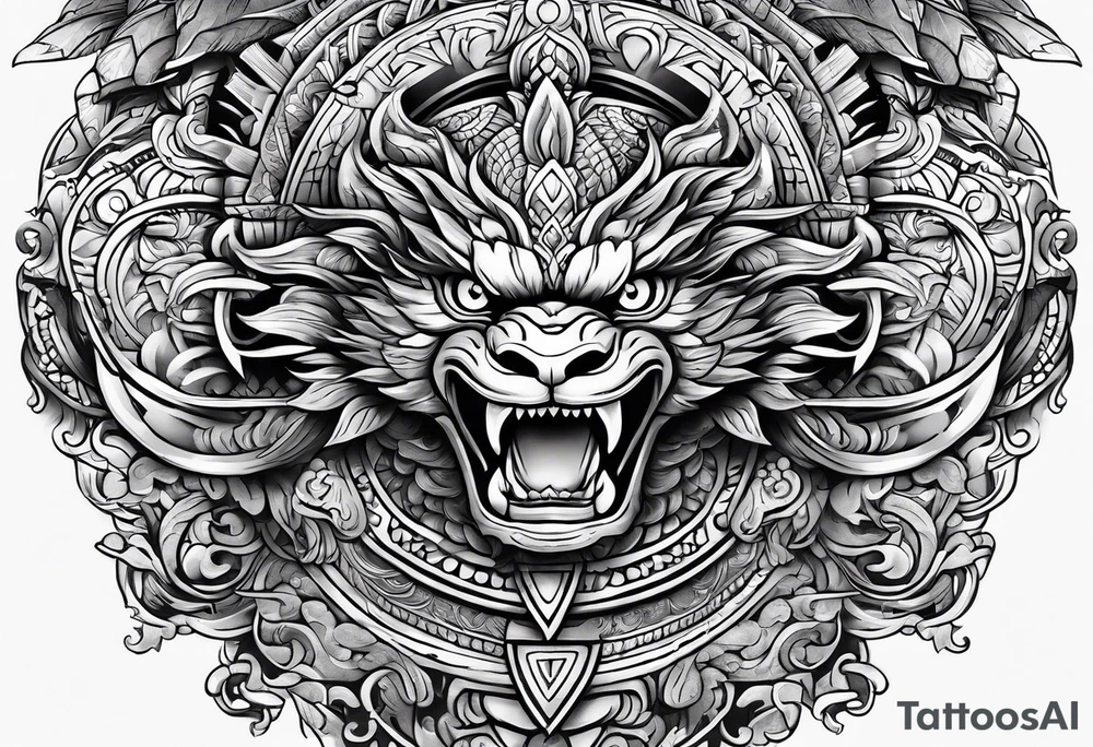 quetzalcoatl arm sleeve tattoo idea