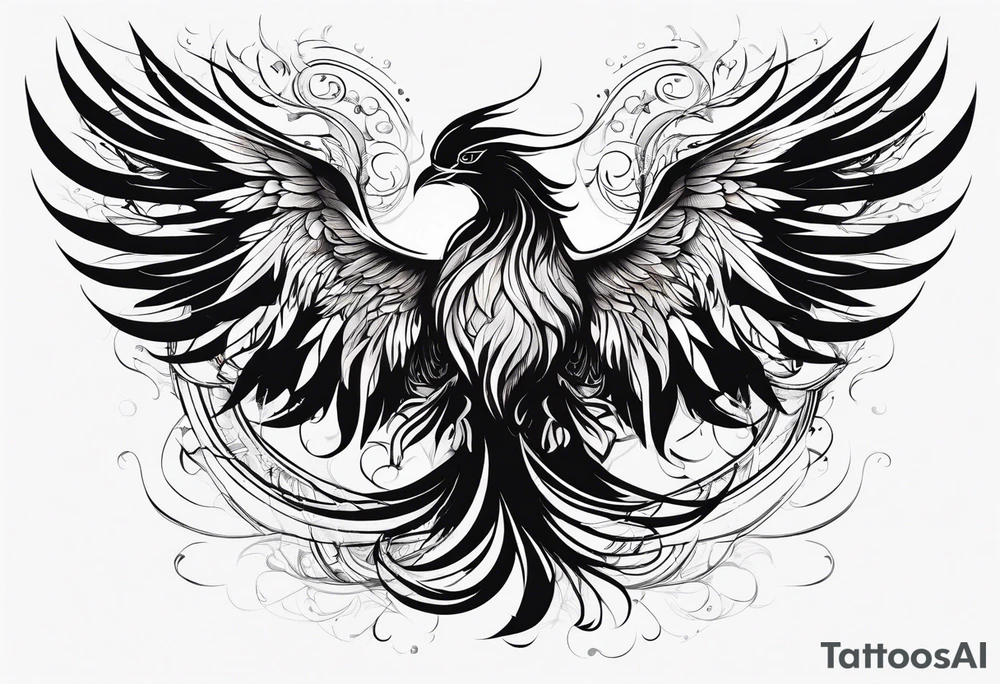 Phoenix with ink, horizontal on forearm tattoo idea