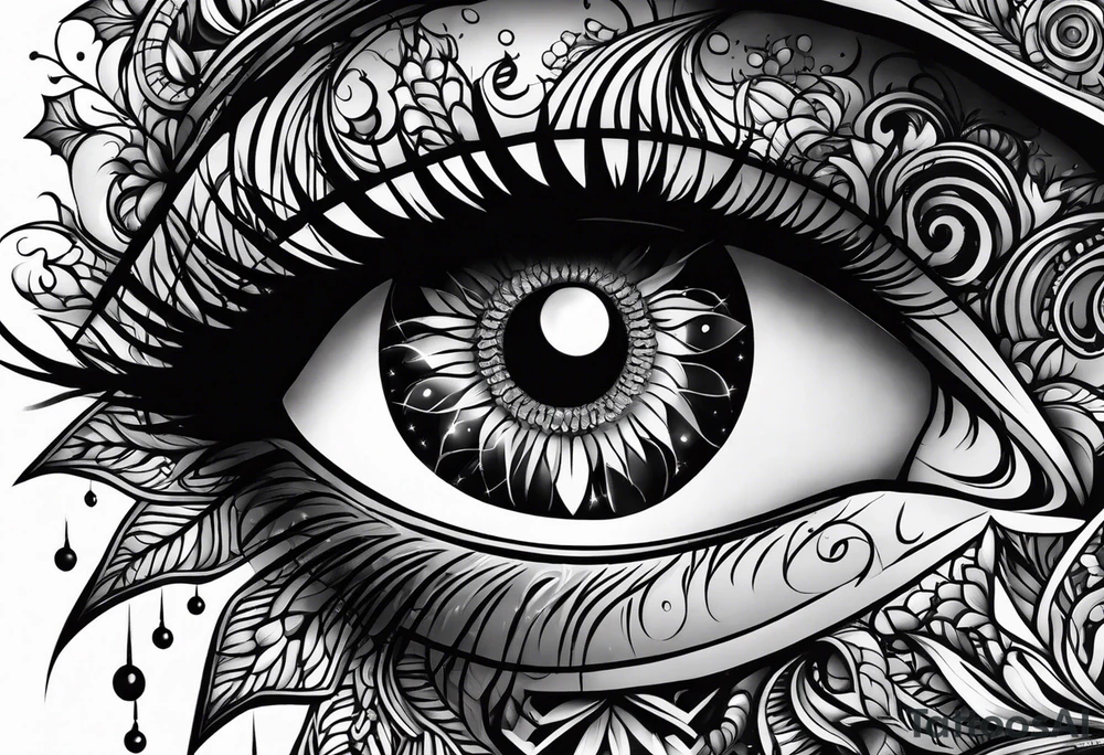 goth themed eye tattoo idea