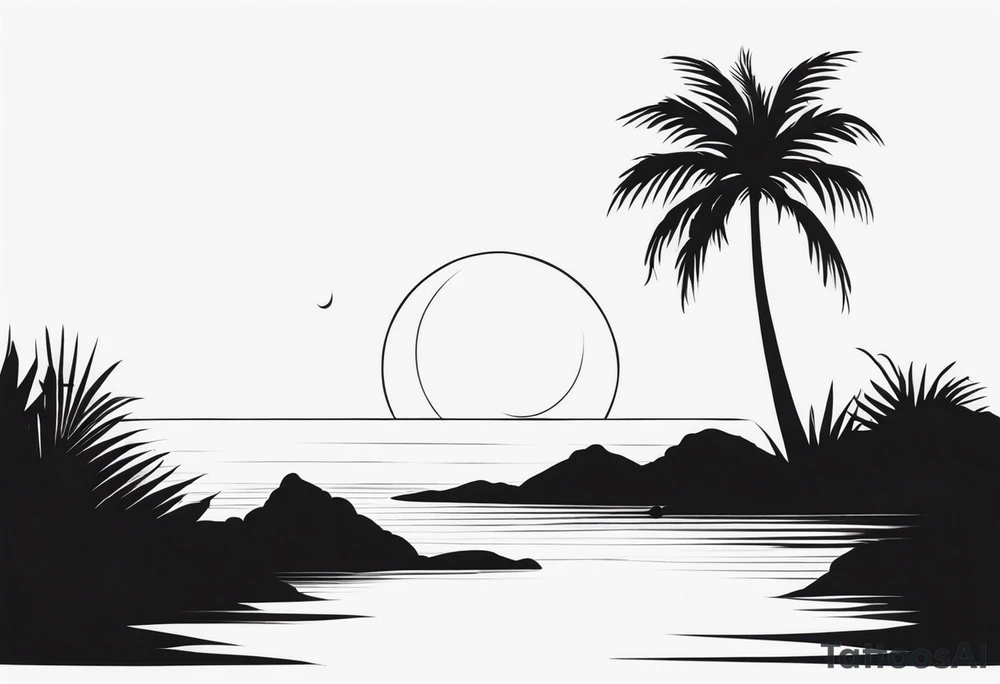 A lonely palm tree tattoo idea