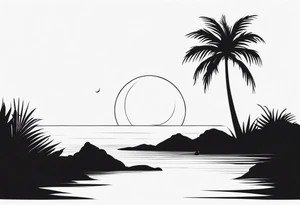 A lonely palm tree tattoo idea
