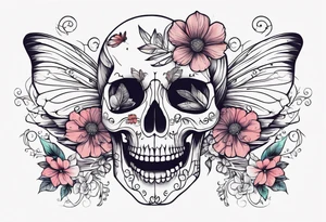 rib cage skeleton 
with flowers and butterflies
simple design minimal sketch tattoo idea