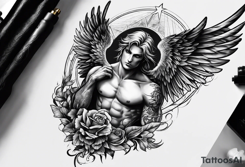 Fallen angel male tattoo idea