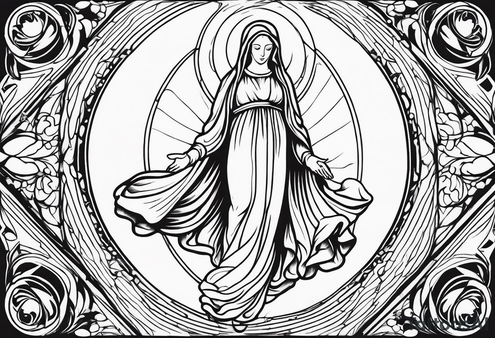 Virgin Mary skydiving tattoo idea
