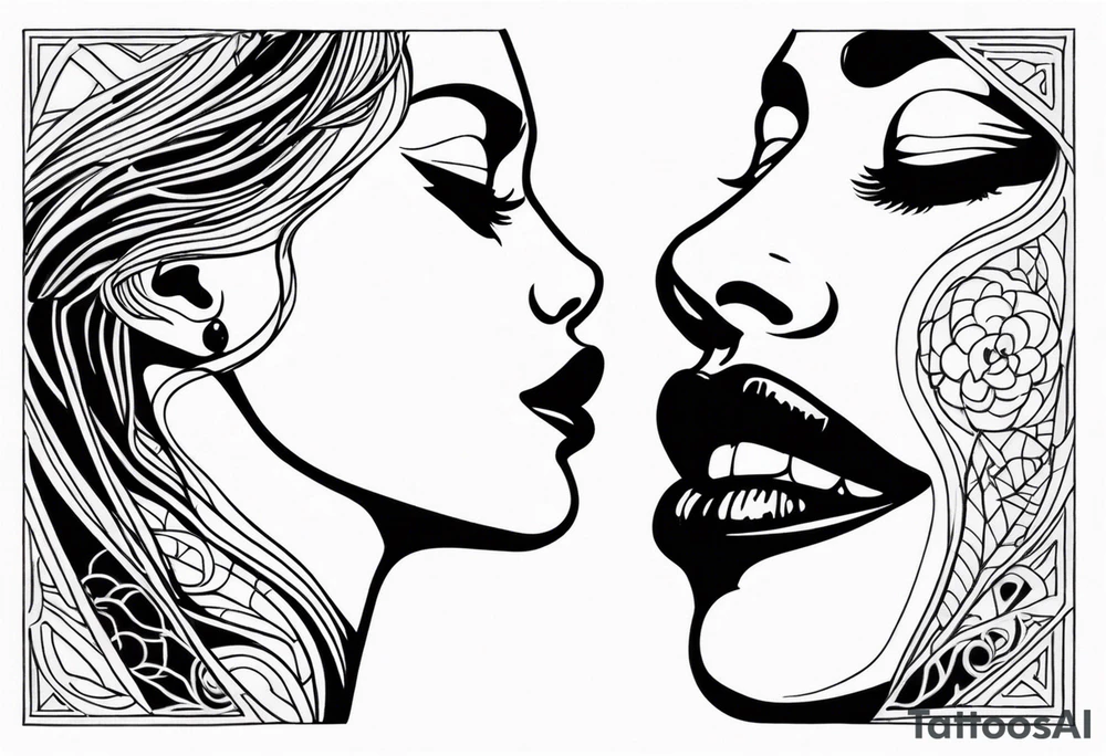 Two person kiss tattoo idea