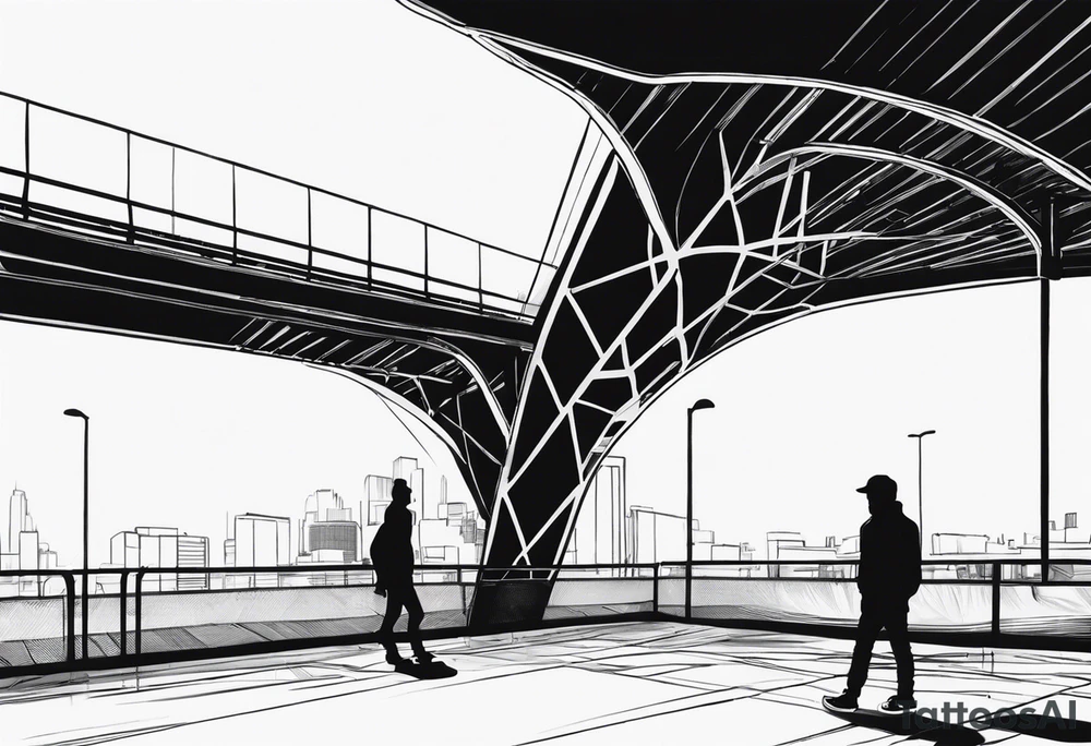 two silhouettes on top of an overpass tattoo idea