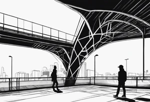 two silhouettes on top of an overpass tattoo idea