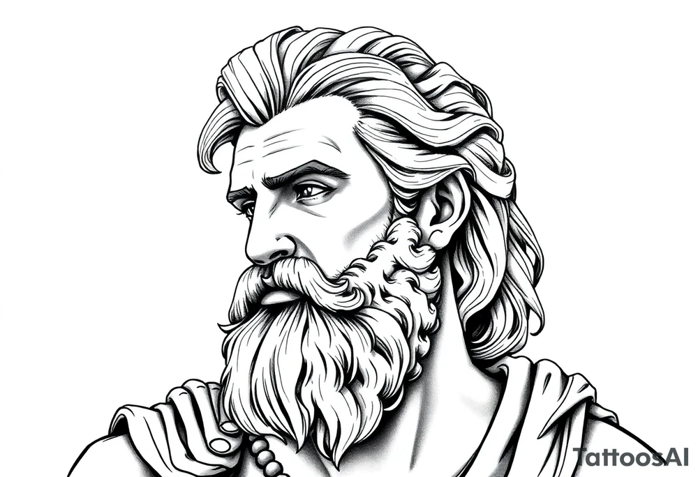 GREEK GOD LOOKING OVER HIS EMPIRE tattoo idea