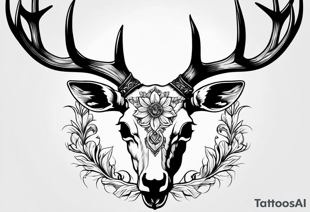 European mount mule deer skull tattoo idea