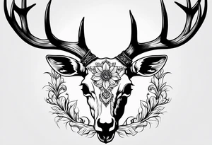 European mount mule deer skull tattoo idea