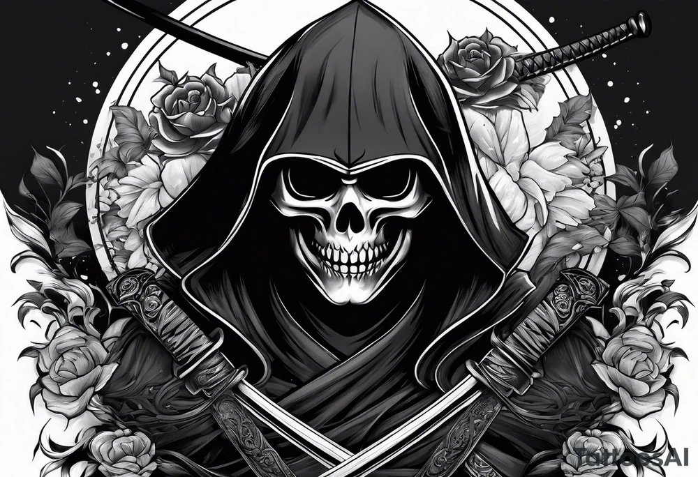 Katana and grim reaper tattoo idea