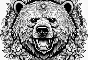 Bear protecting family tattoo idea
