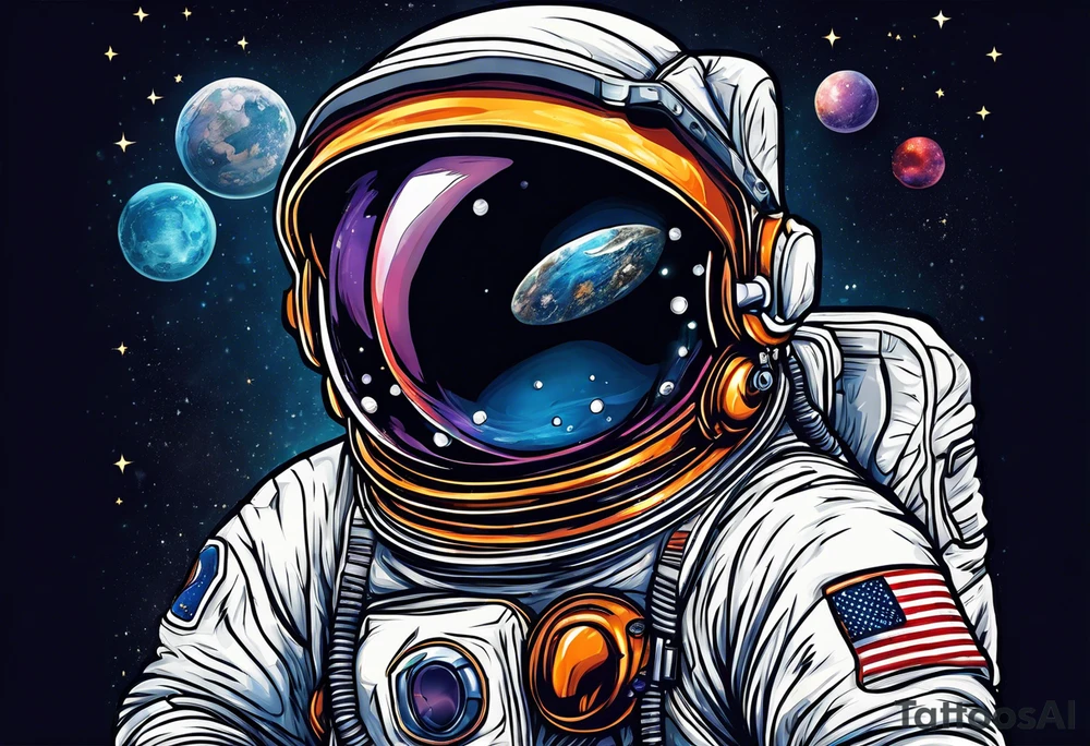 Astronaut with boxing gloves tattoo idea