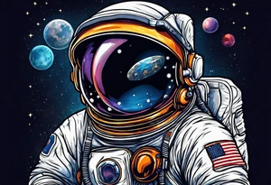 Astronaut with boxing gloves tattoo idea