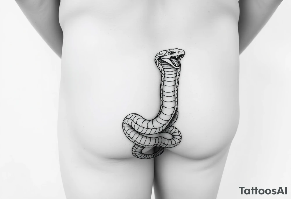 Kundalini cobra coiled around upper thigh onto hip tattoo idea