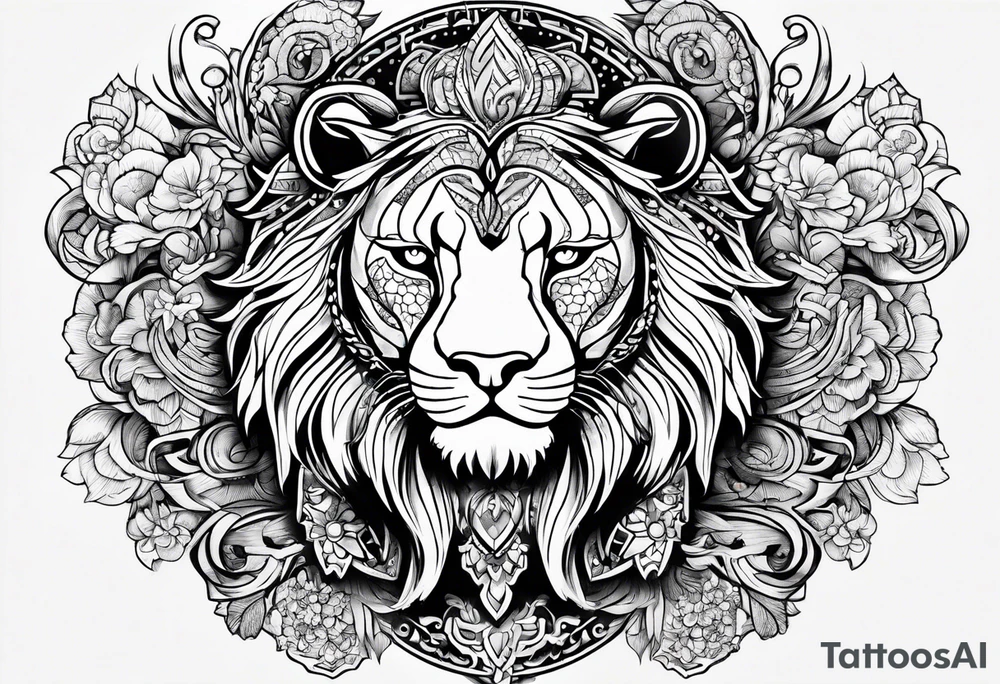 Leo sign with yen and yang tattoo idea