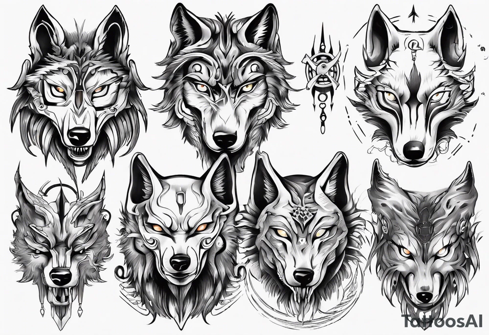 wolf face tattoo idea