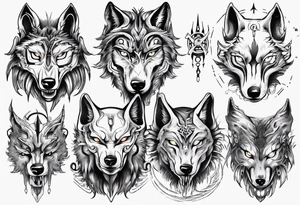 wolf face tattoo idea
