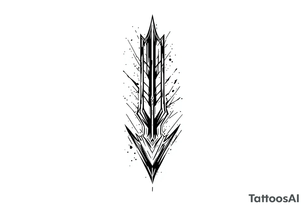 thick arrow look down tattoo idea