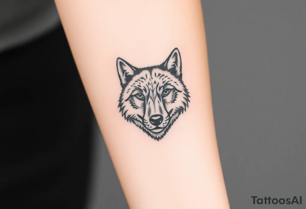 wolf head looking straight forward tattoo idea