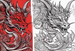 Red outline dragon tattoo for arm tattoo idea