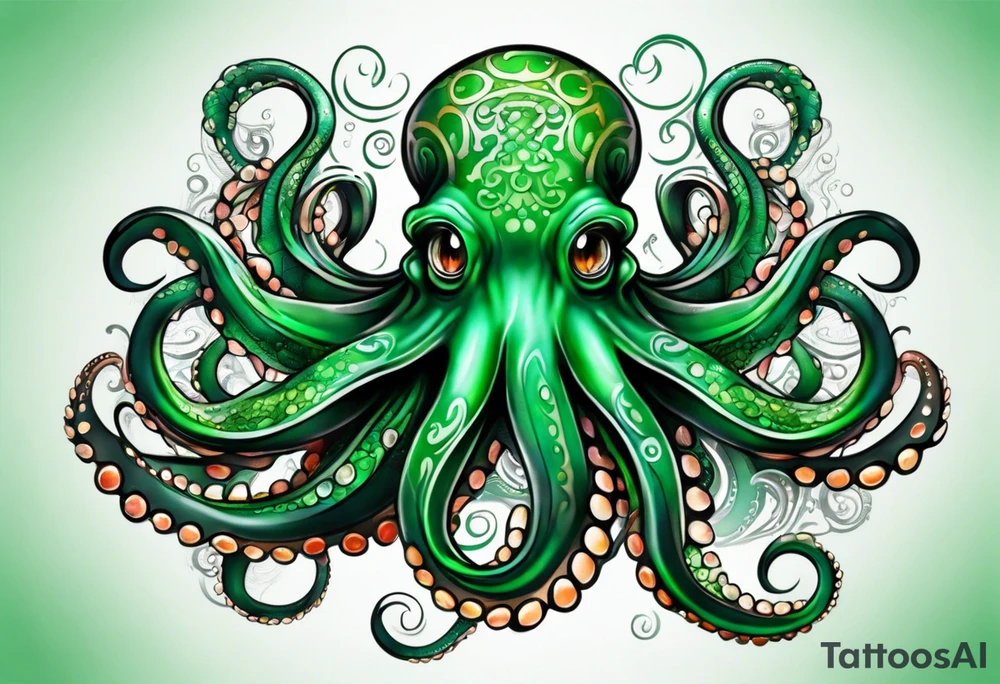 Electric octopus peaceful green tattoo idea