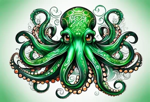 Electric octopus peaceful green tattoo idea