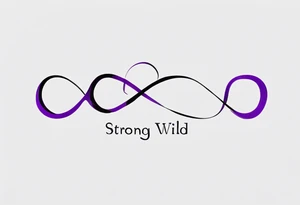 text “Strong. Soft. Wild.”, within infinity symbol, something to symbolize 4 kids, purple tattoo idea