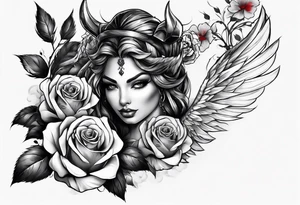 tattoo with devil and roses  for the chest tattoo idea