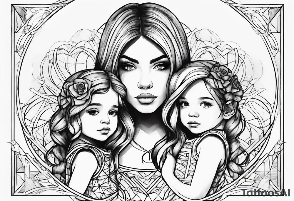 2 little girls, 1 little boy, 1 dad tattoo idea