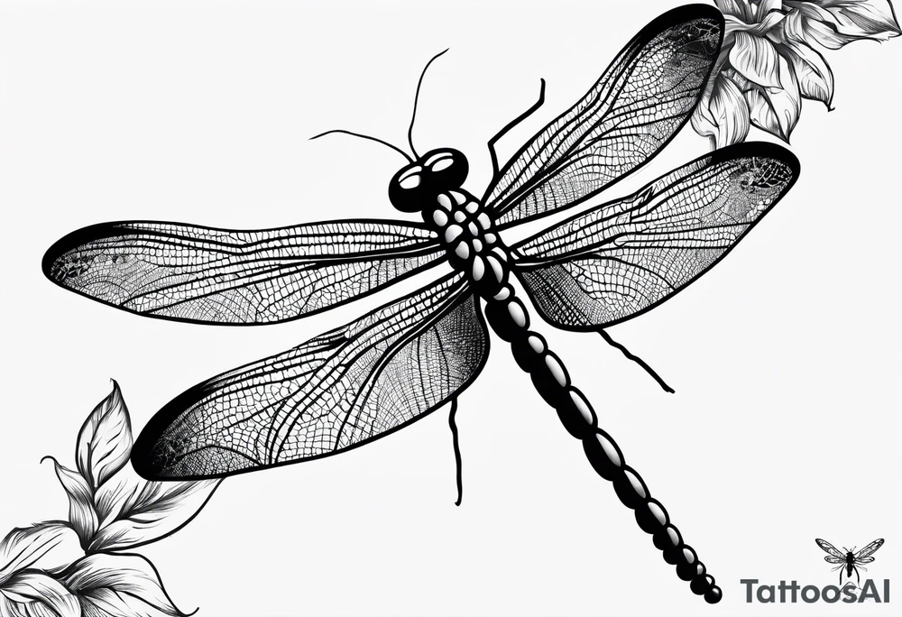 fine line barbed wire small dragonfly tattoo idea