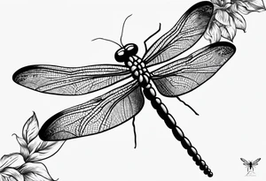 fine line barbed wire small dragonfly tattoo idea