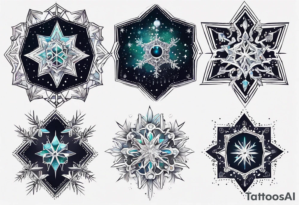 Constellation, animal alien, snowflake tattoo idea