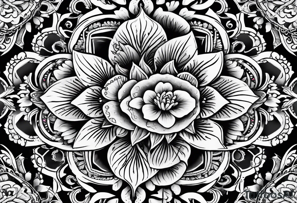 flowers, leaves mandala tattoo idea