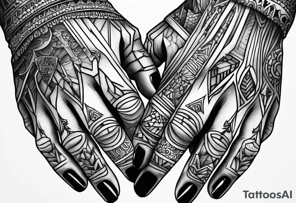 Skeletons holding fingers tattoo idea
