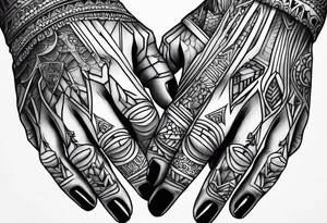 Skeletons holding fingers tattoo idea